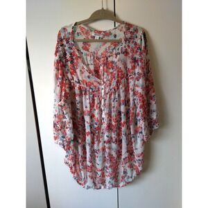 Old Navy Sheer Floral Tunic Top Womens Size 4x Flowy Feminine Boho Cottage